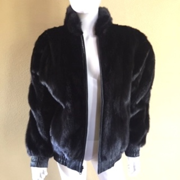 Jacket Black Mink Fur and Leather - Picture 1 of 8